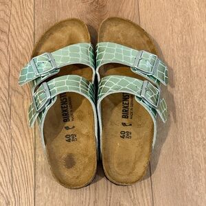 Birkenstock Arizona Double Strap Sandal in Mint Green Croc Print